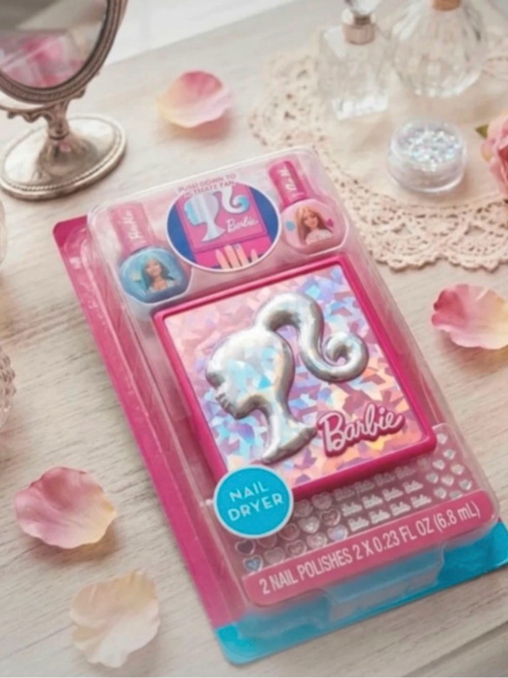 Barbie Pink Nail Polish Set with Nail Dryer